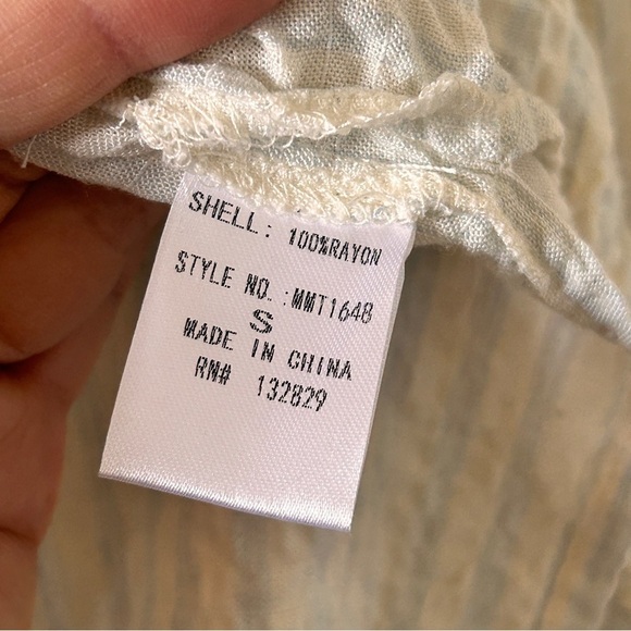 MIOU MUSE Button Up Shirt Women’s Small Striped Gauzy Lagenlook Minimalist Boho - Picture 6 of 11